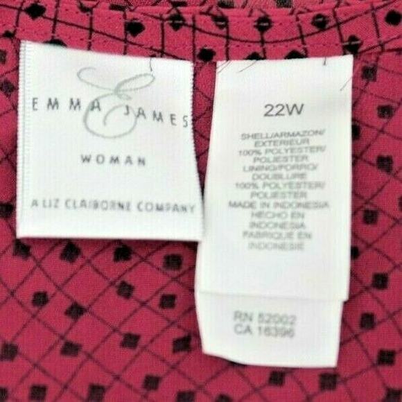 Emma James Tank Top & Button Down Blouse Set Red Black Printed Women's Size 22W - Picture 4 of 8